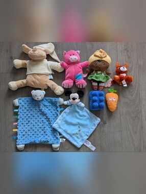 Plush Toy & Comfort Set - Blue, Pink, Orange, Brown, Cream
